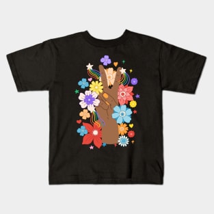 Floral Peace Hand Sign Kids T-Shirt